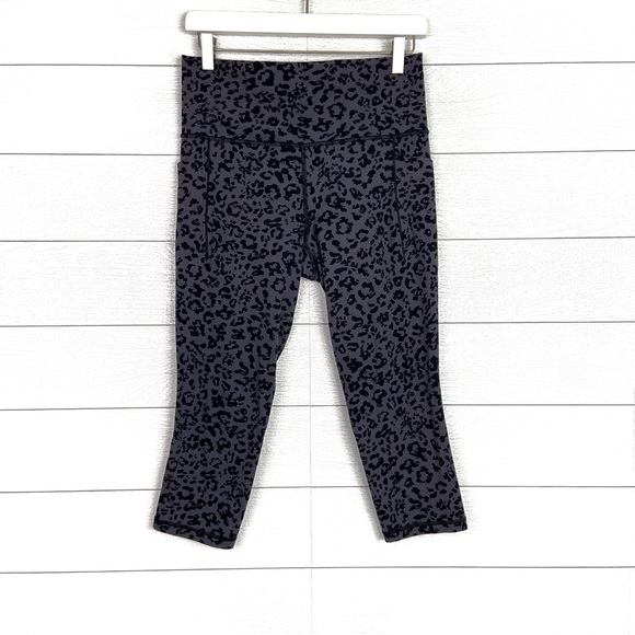 Athleta Pants - ATHLETA Salutation II Capri Legging Pocket Gray Leopard Medium Running Medium
